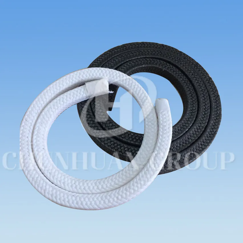 Self-sealing graphite packing rings for valve stems and pump shafts in industrial fluid systems