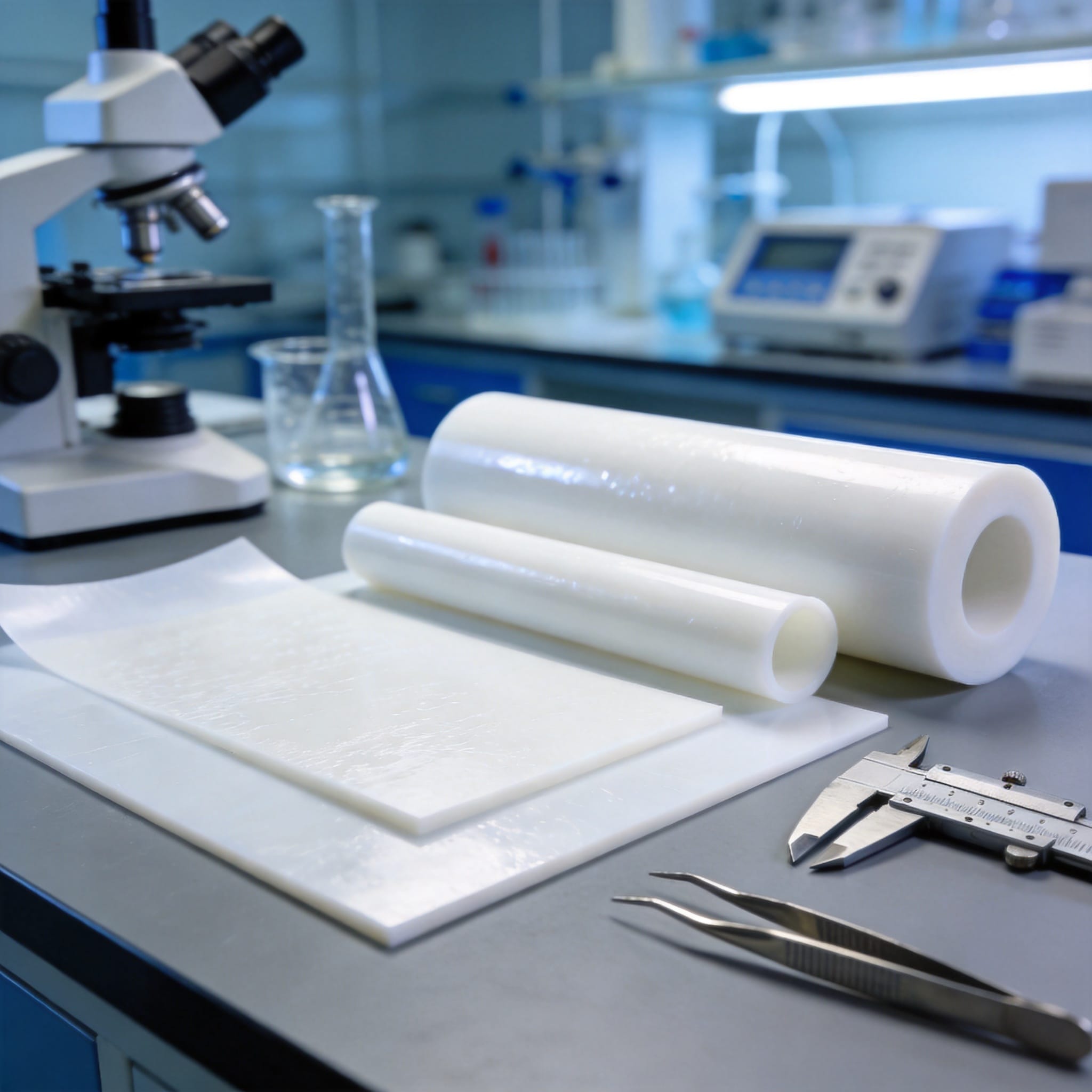 Lab technician testing PTFE coating for PFOA residue
