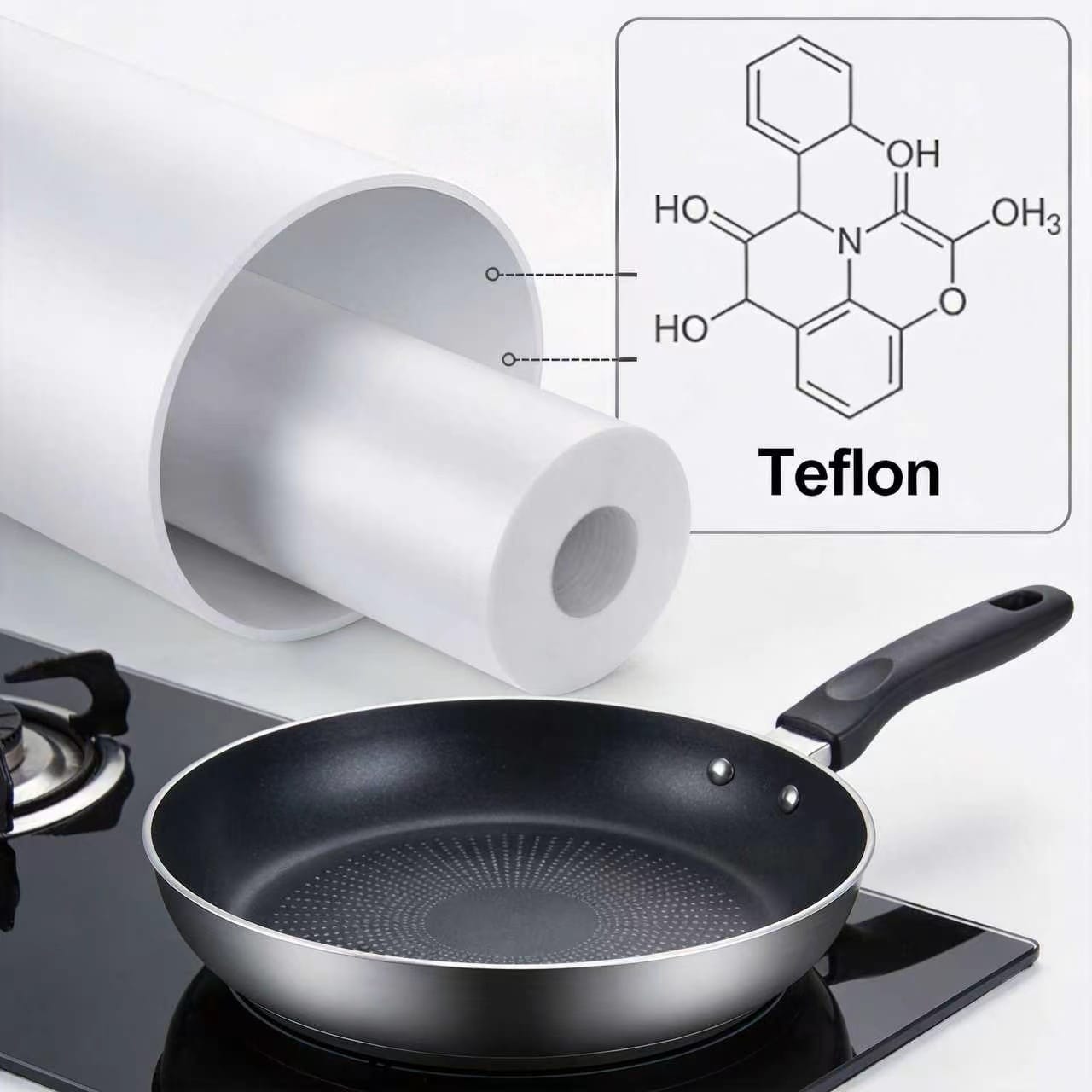 Chemical structure diagram of PTFE polymer chain