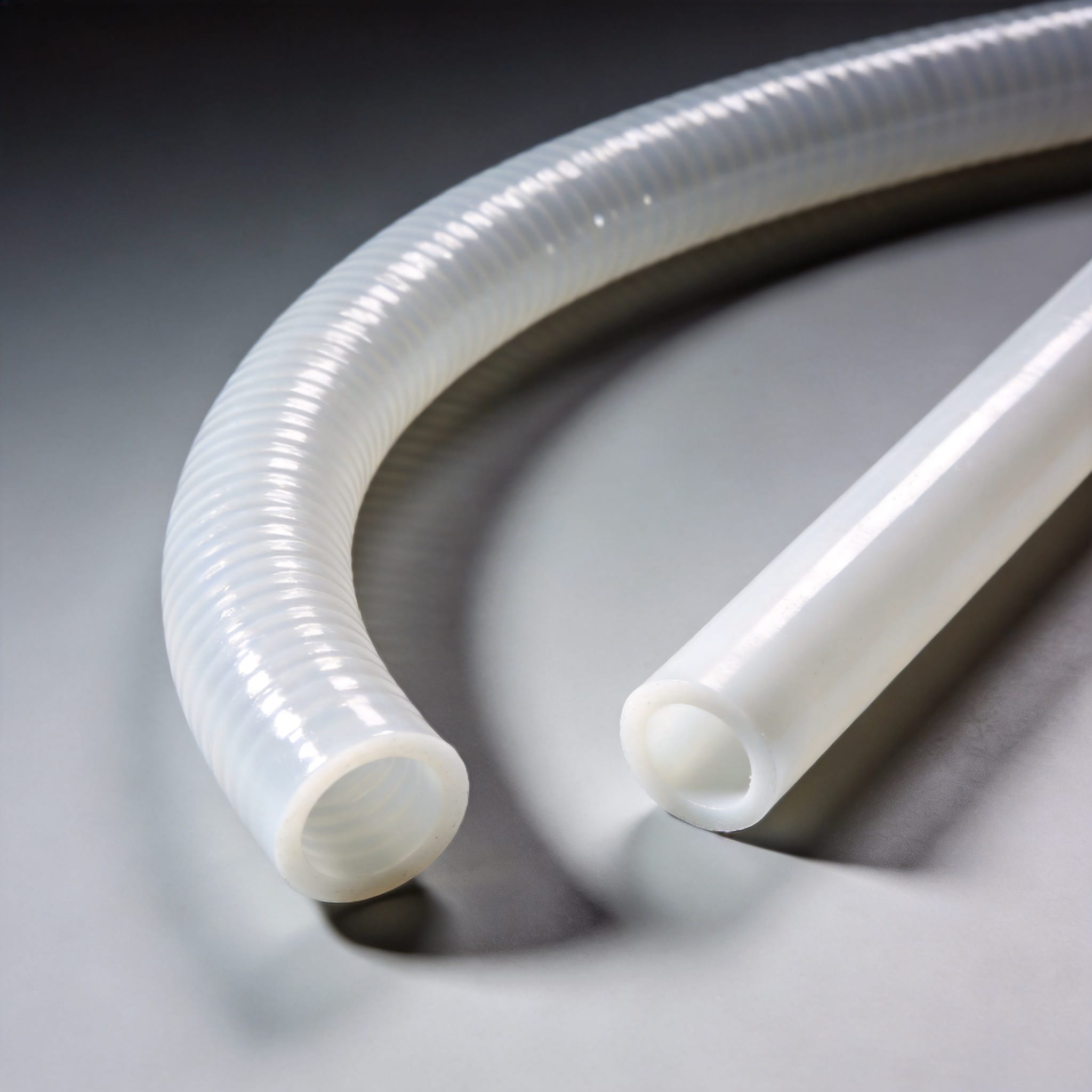 Comparison of rigid and flexible PTFE tube bending behavior