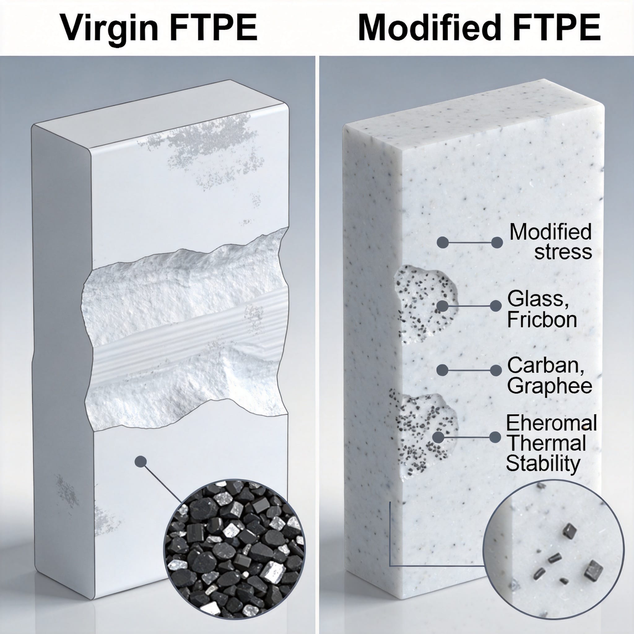 Microscopic view of glass fiber reinforced PTFE composite structure