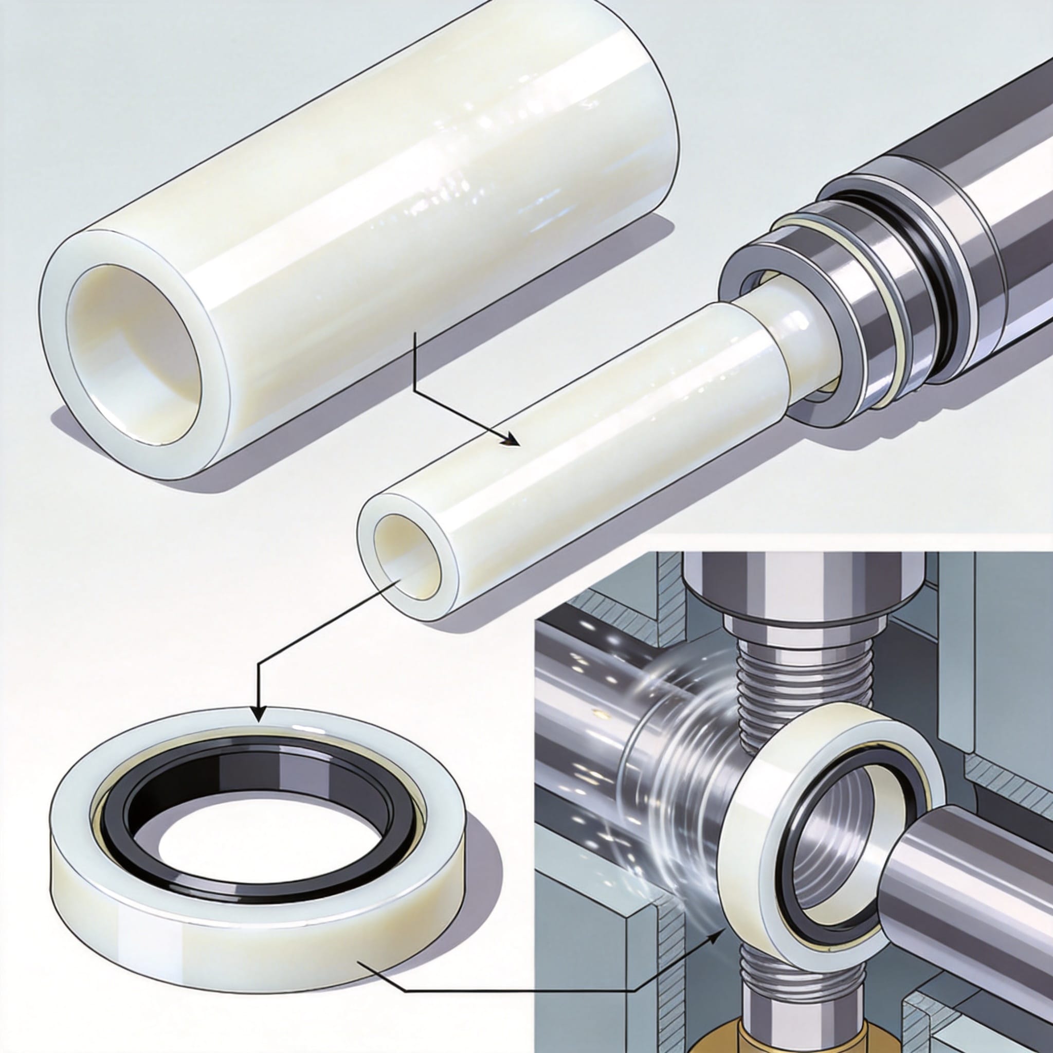 PTFE rod stock material for seal manufacturing