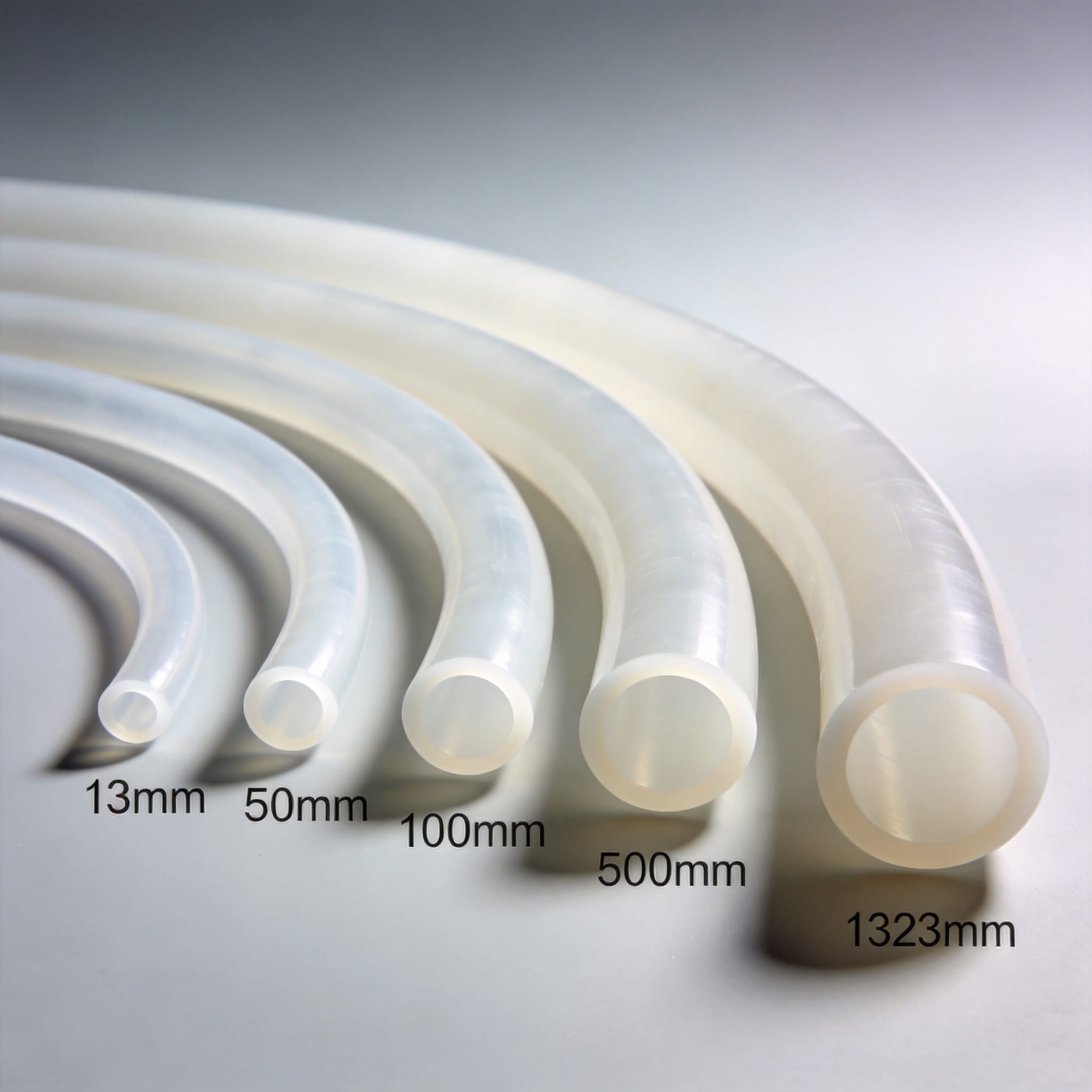 PTFE tube size comparison 13mm to 1323mm