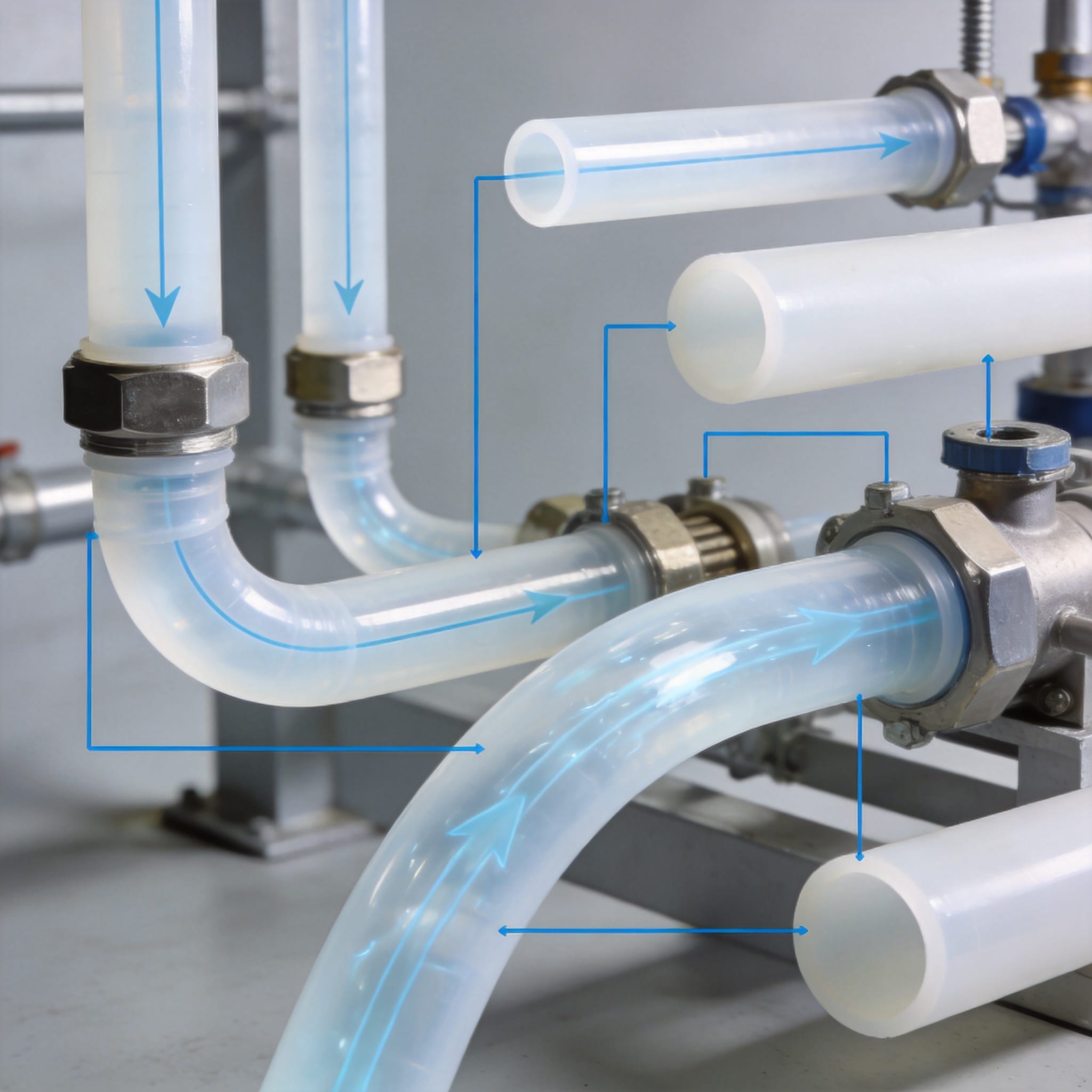 Corrosion resistant PTFE pipe system in industrial plant