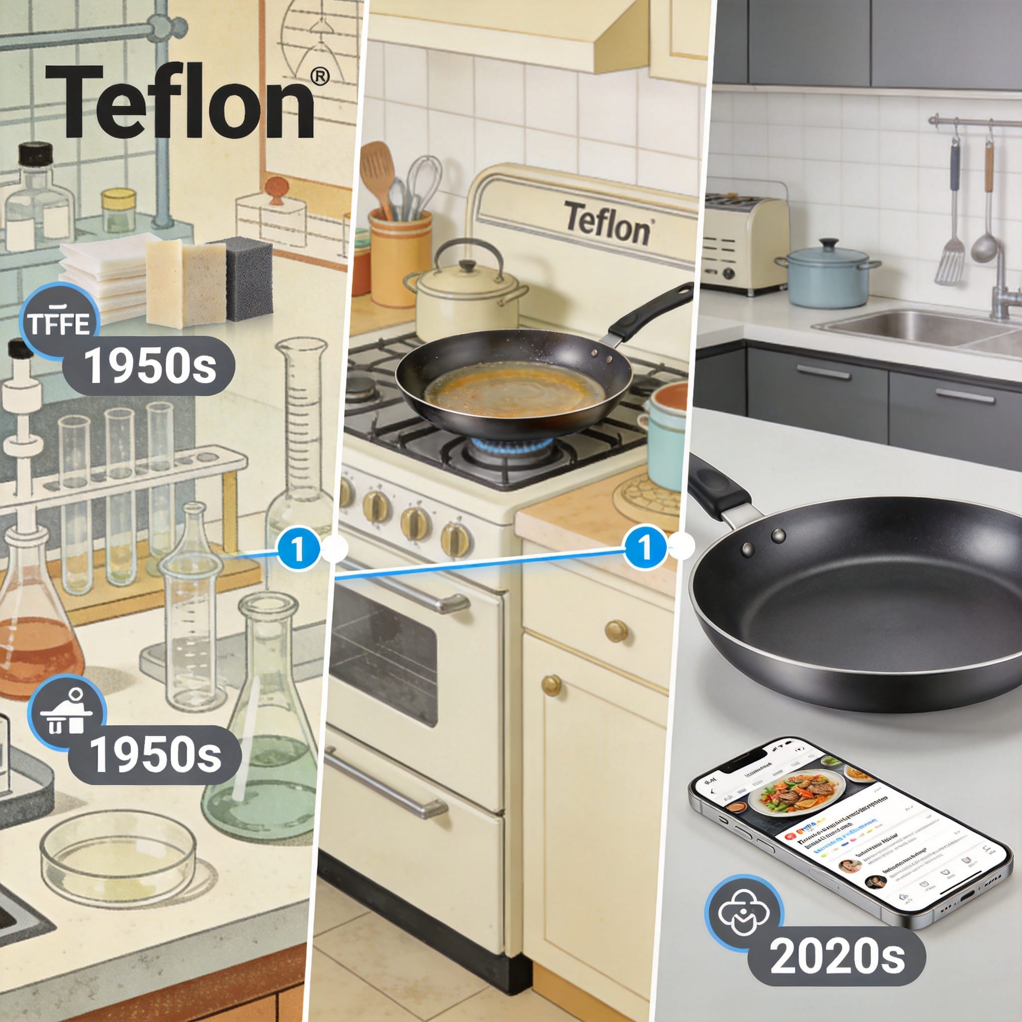 Vintage Teflon brand logo history timeline