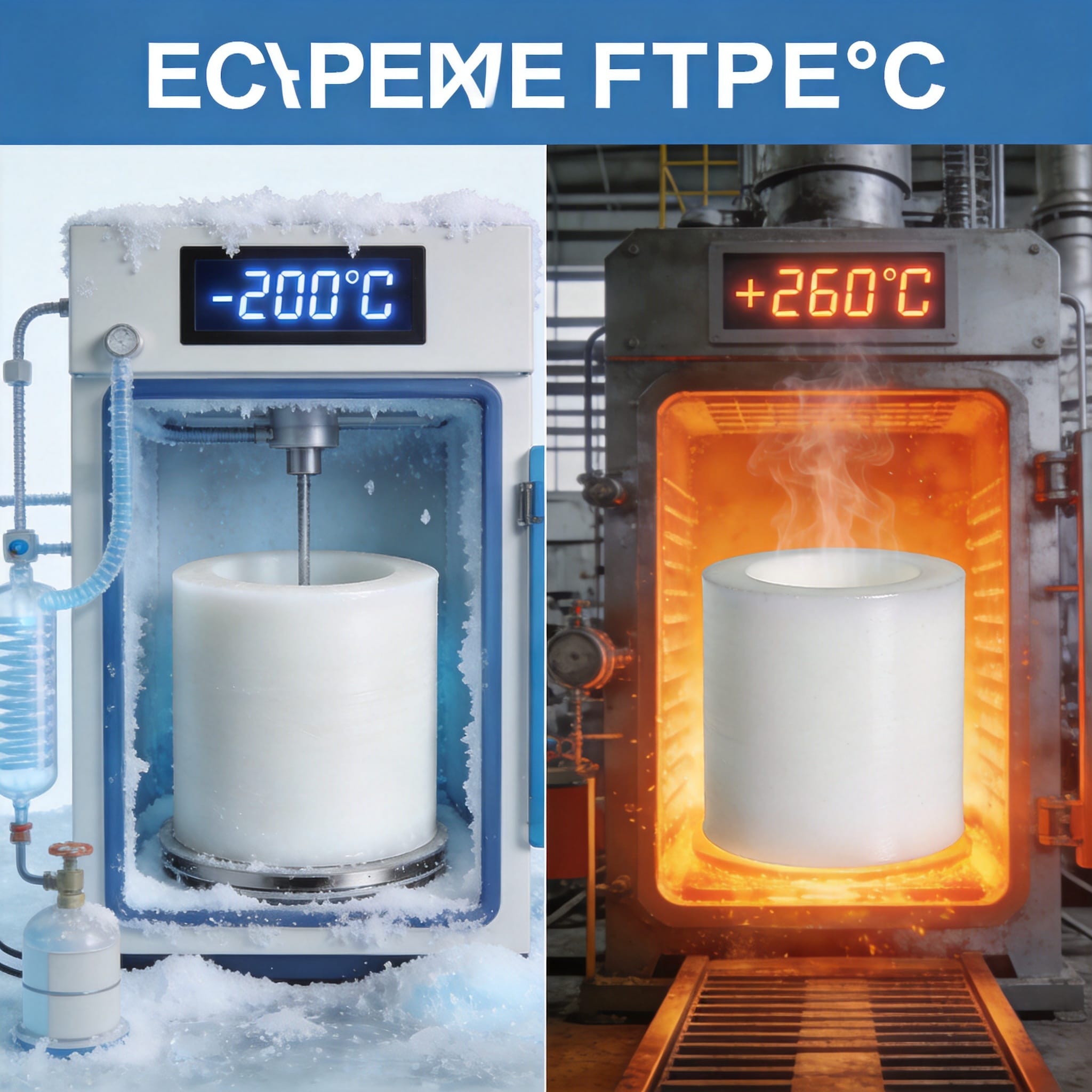 PTFE seal ring being tested in liquid nitrogen at -196C
