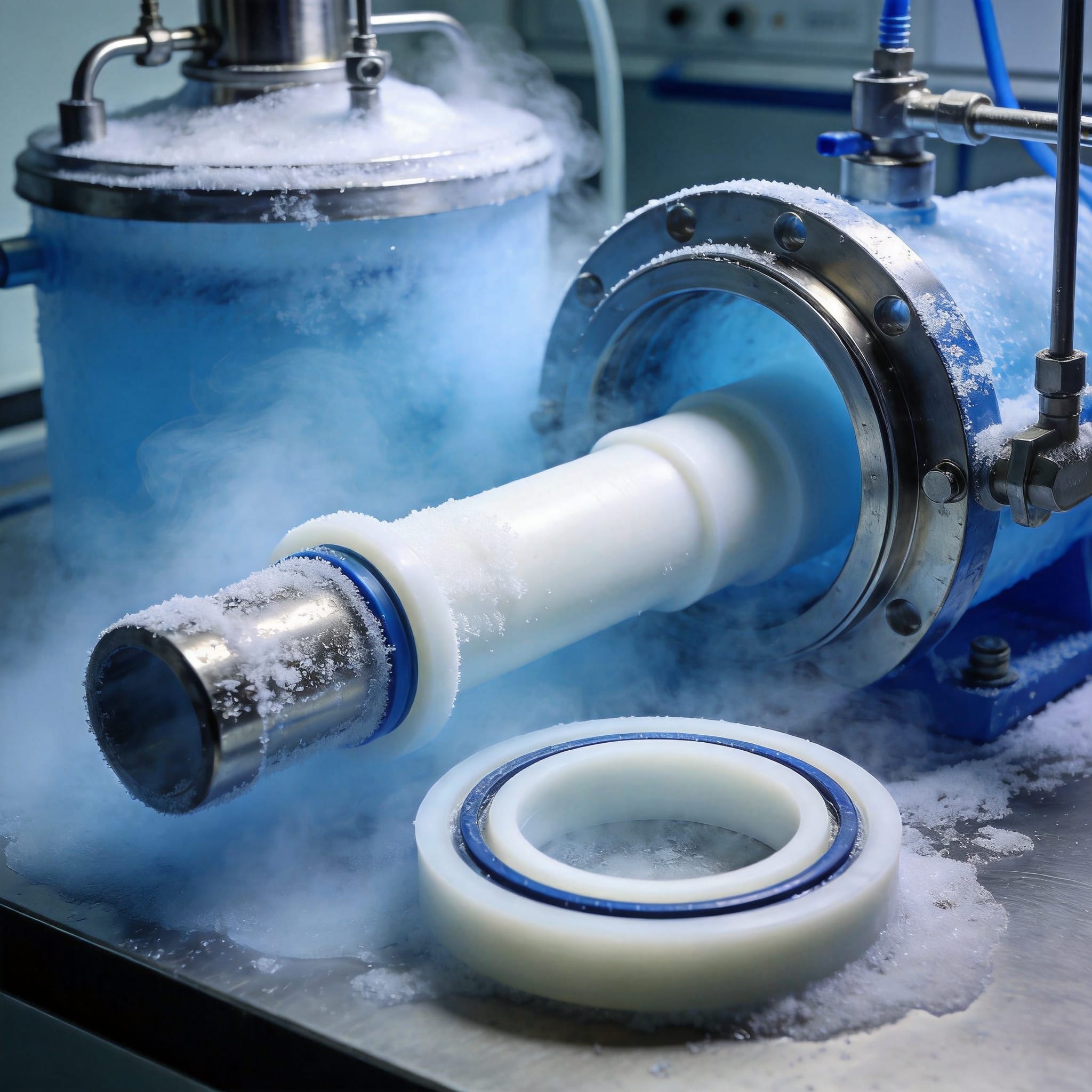 Thermal gravimetric analysis chart of PTFE showing decomposition onset