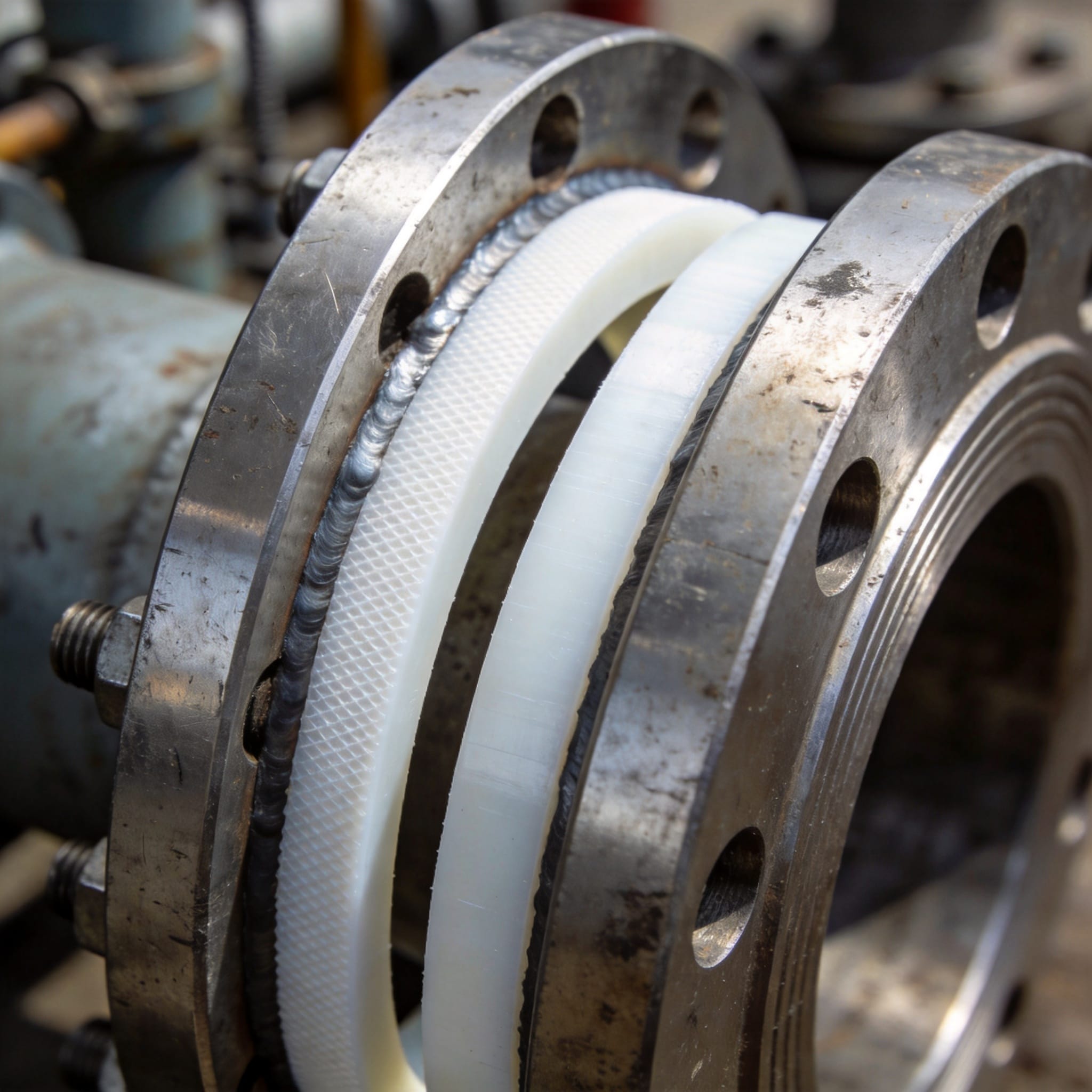 PTFE gasket seated on a raised-face petrochemical flange