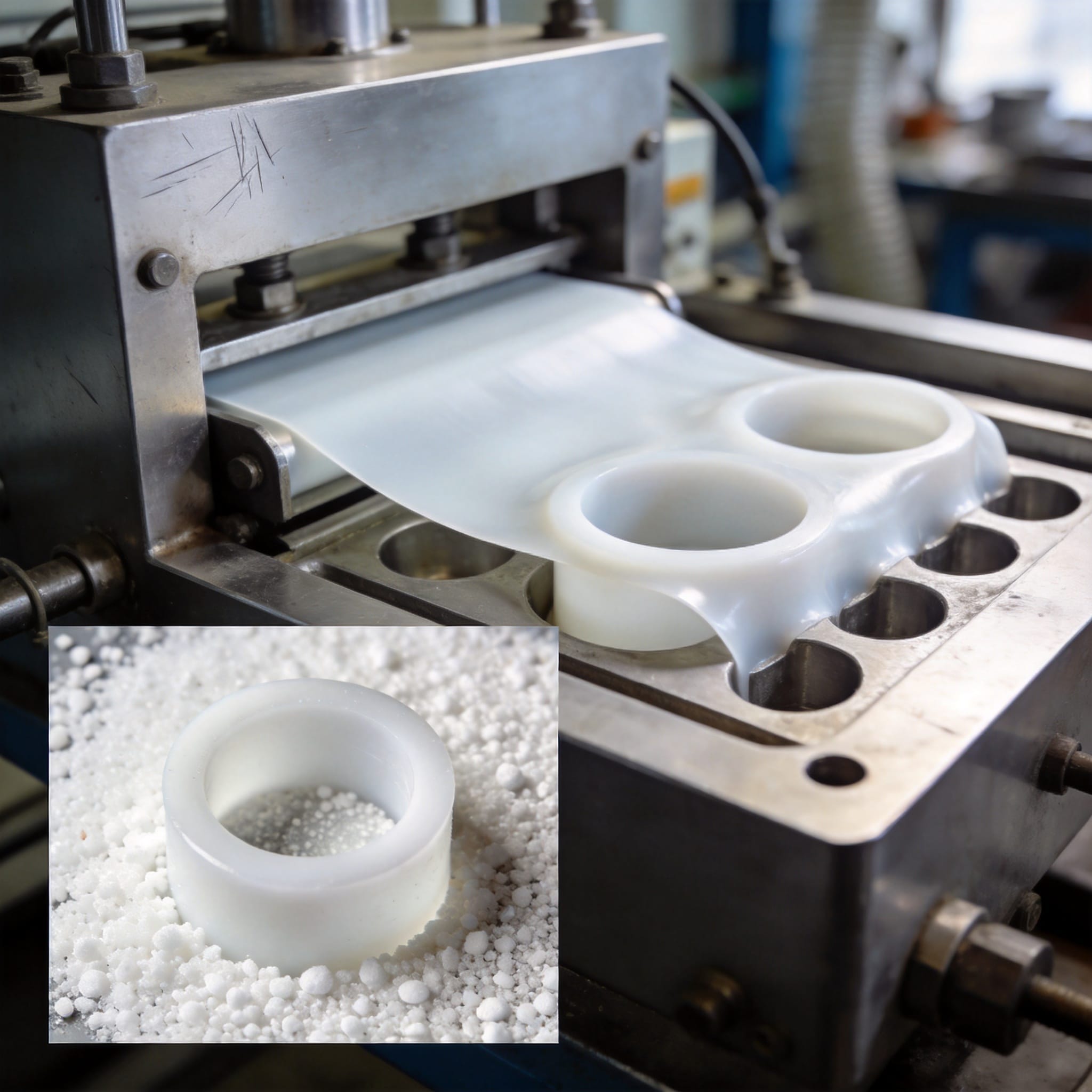 Vacuum bagging a PTFE liner onto a metal shell