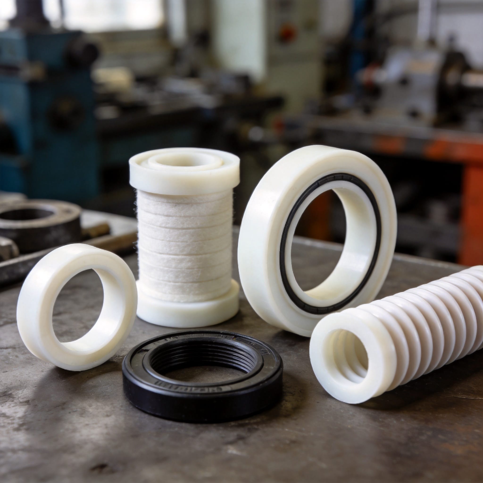 Technician installing a PTFE gasket on a flange with a torque wrench
