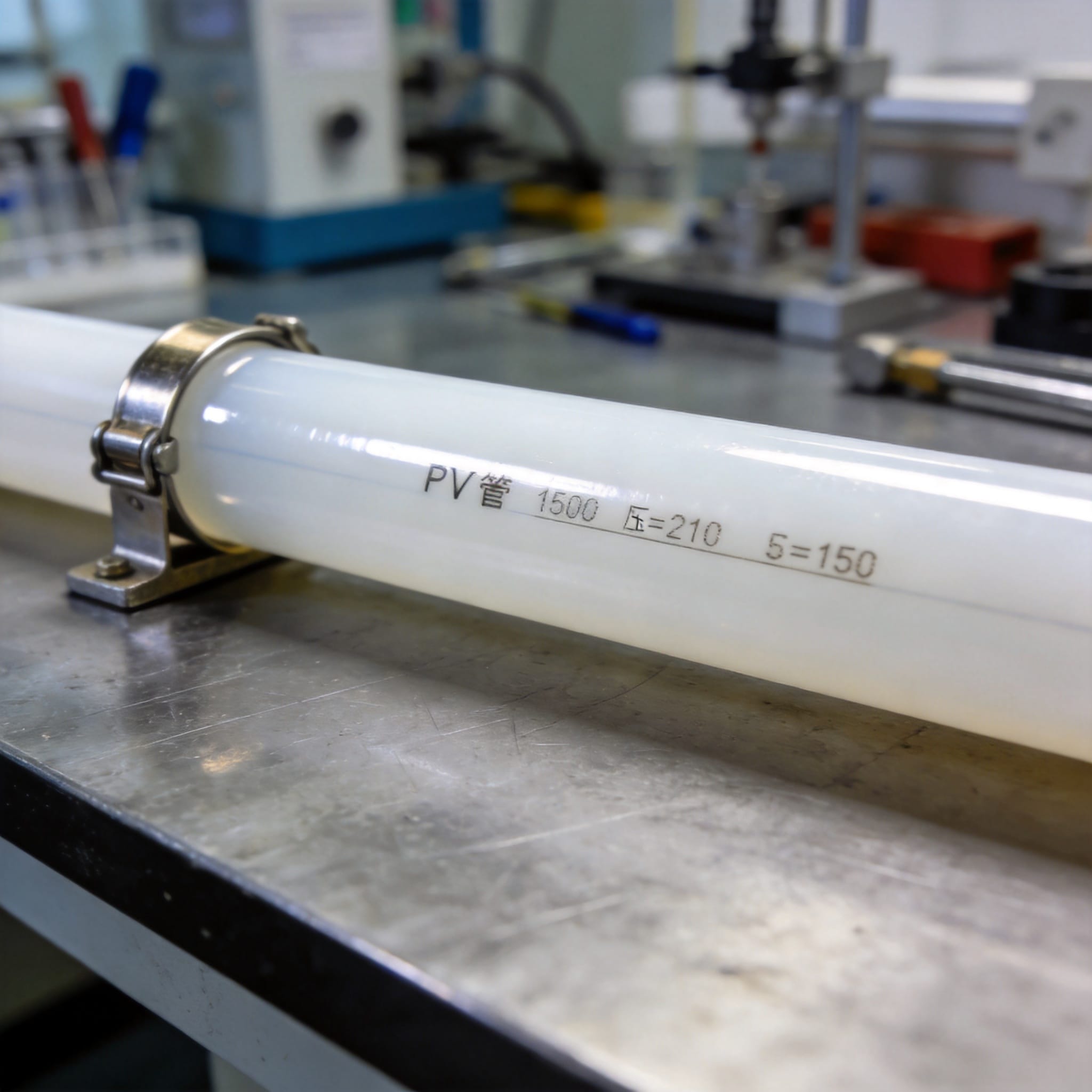 Cross-section of a PTFE tube showing wall thickness and internal pressure