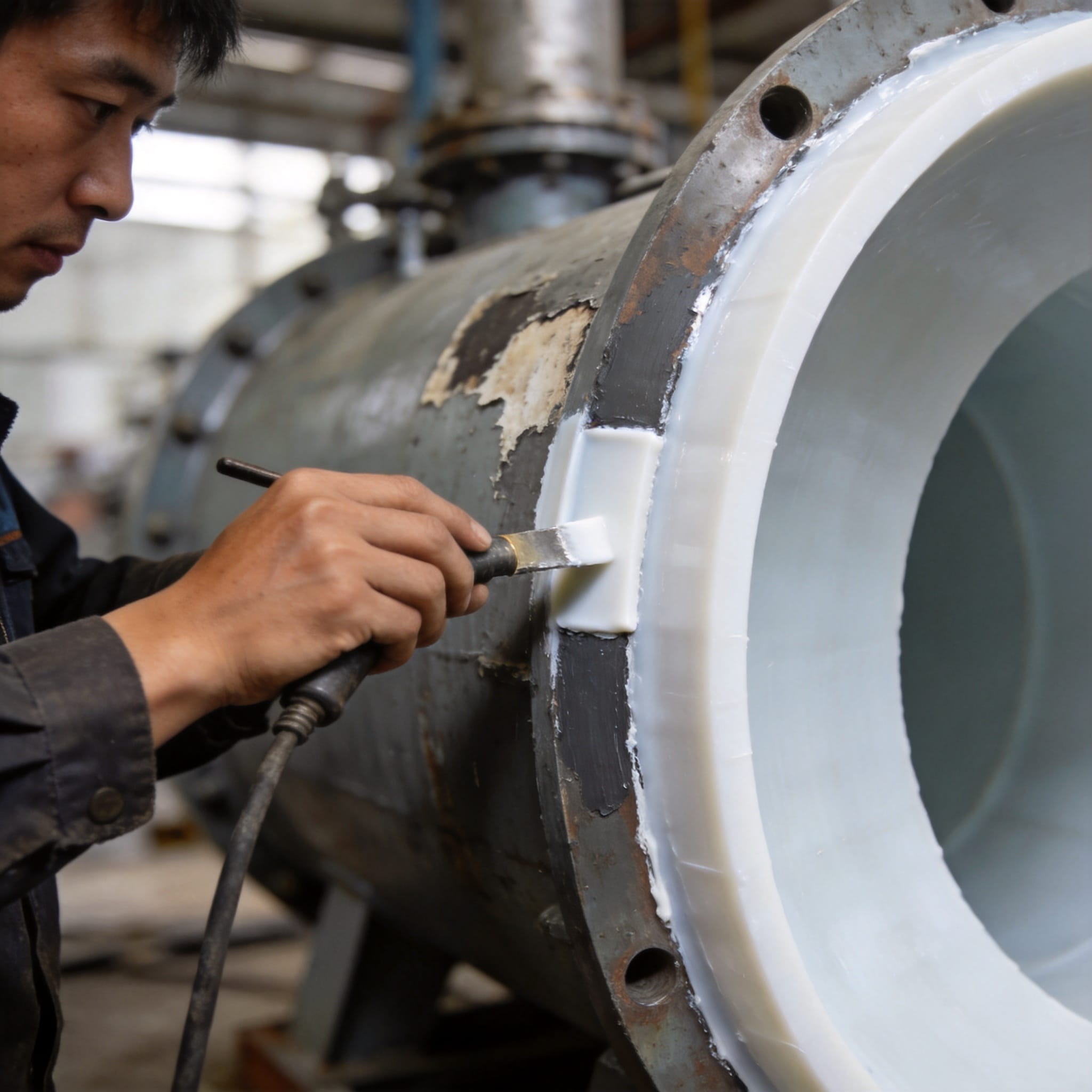 Step sequence for on-site PTFE lining patch repair