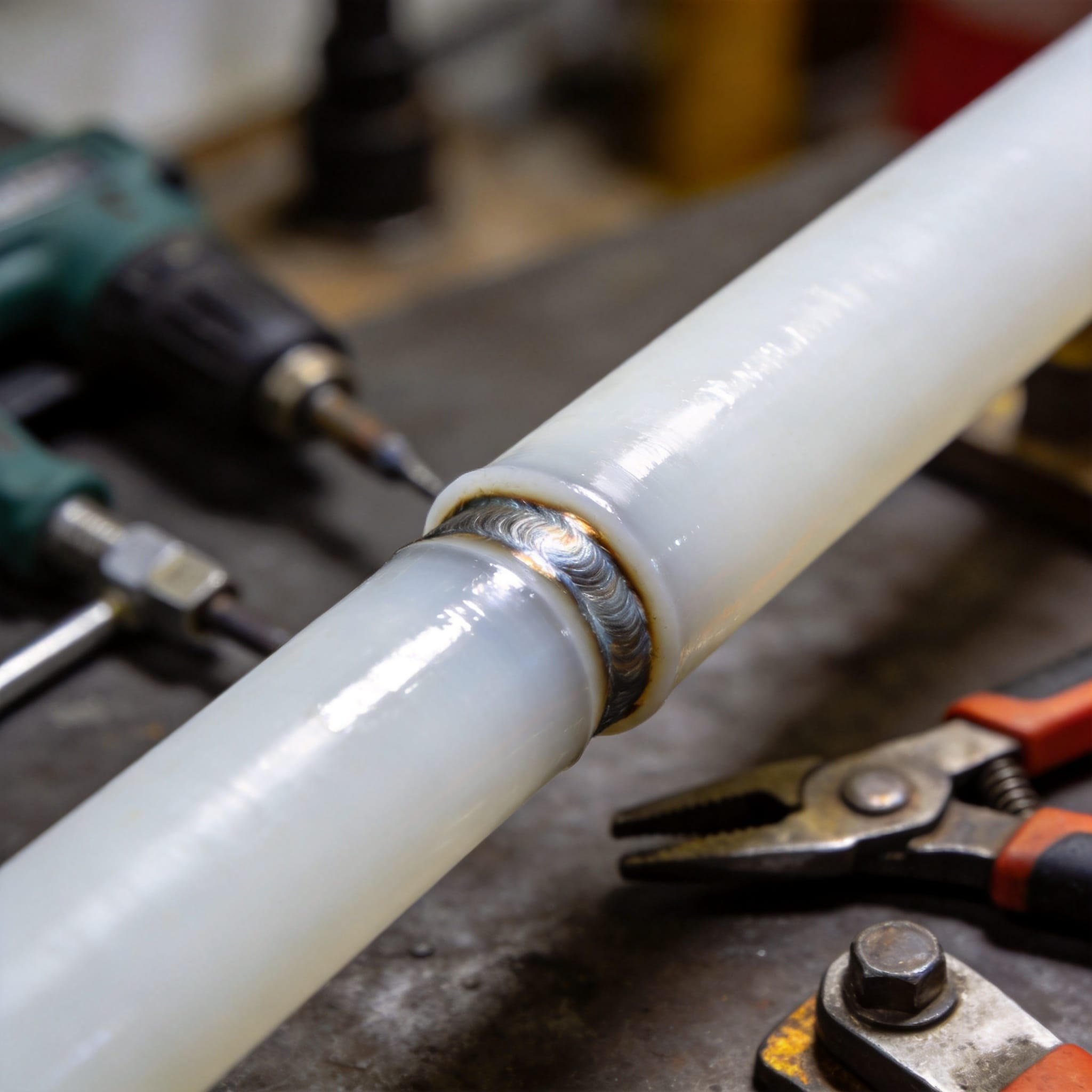 PTFE tube ends prepared for thermal welding